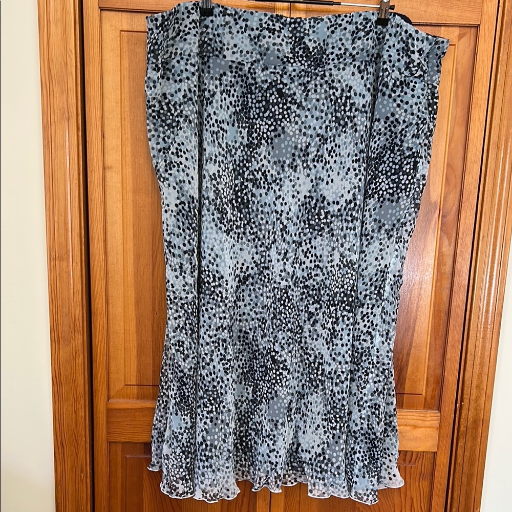 Studio 1940 White Blue Maxi Skirt 30/32 EUC Gauzy Lined Ruffle